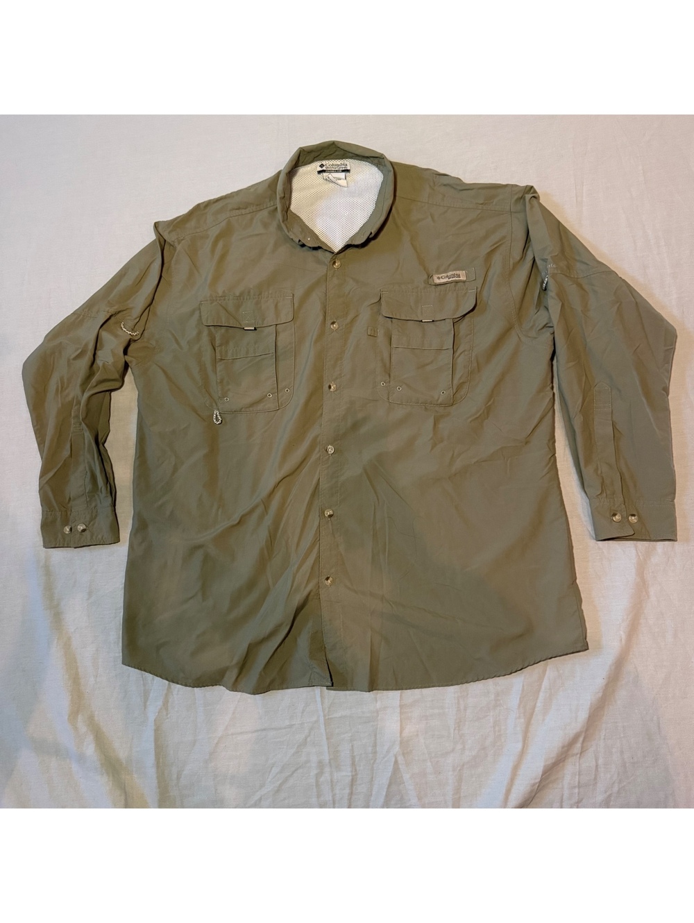 Columbia Sportswear Company Tan Long Sleeve Fishing Shirt pfg XL